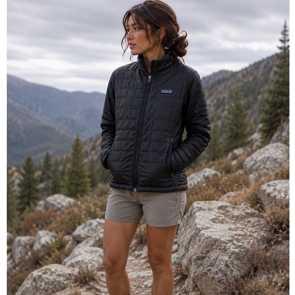 Patagonia Nano Puff Jacket Womens M Black Full Zip Quilted Insulated 84216